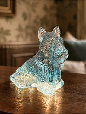 Vintage Boyd Glass Teal Blue Scottie Dog Figurine Scottish Terrier